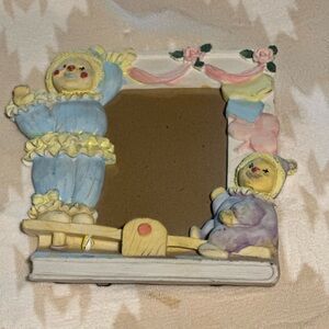 Colorful Ceramic Picture Frame with Playful Figures
